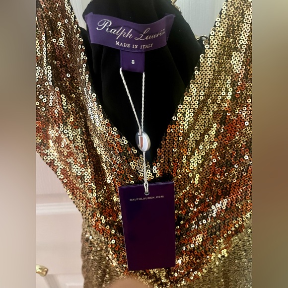 RALPH LAUREN - Gold Sequin Bella Hadid Dress - Size 8 - NWT - Picture 7 of 11